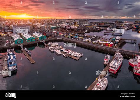Aerial Reykjavik Harbor Reykjavik Iceland Stock Photo Alamy