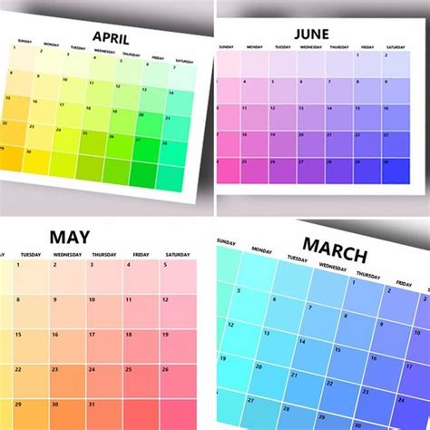 Editable Monthly Calendar Template Color Swatch Theme Have A Look