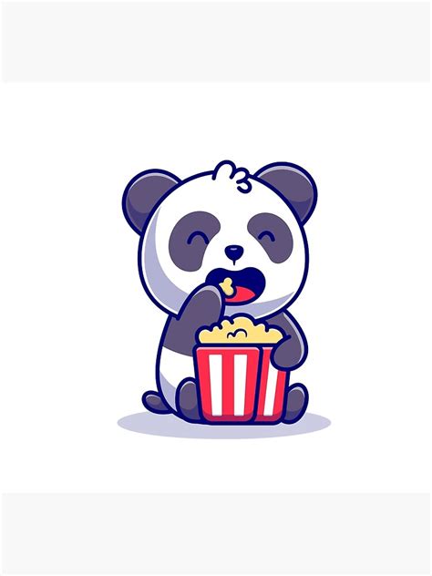 Cute Panda Eating Popcorn Cartoon Animal Food Art Print By