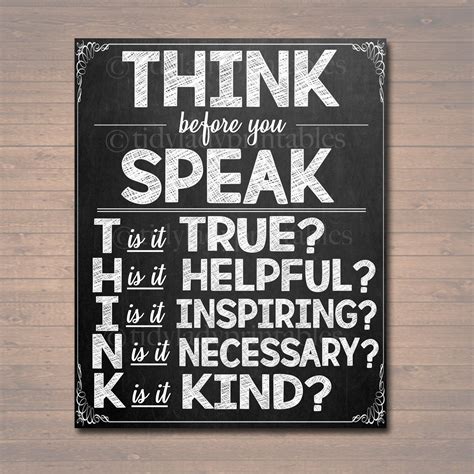 printable think before you speak sign instant download printable classroom decor motivational