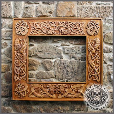 Wood Carved Celtic Frame Forged In Wood