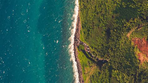 Download Wallpaper 3840x2160 Sea Shore Aerial View Island Water 4k