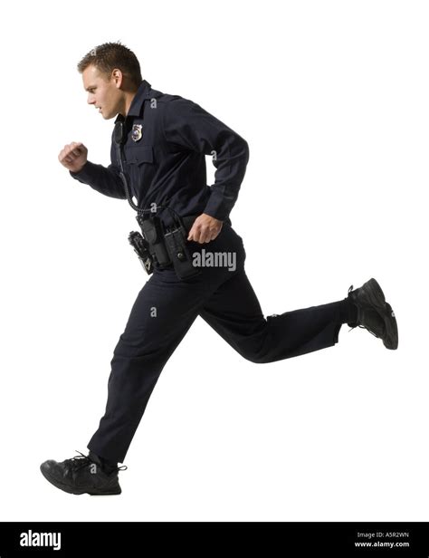 Male Police Officer Running Stock Photo Alamy