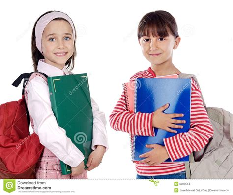Two Girls Students Returning To School Stock Photo Image Of