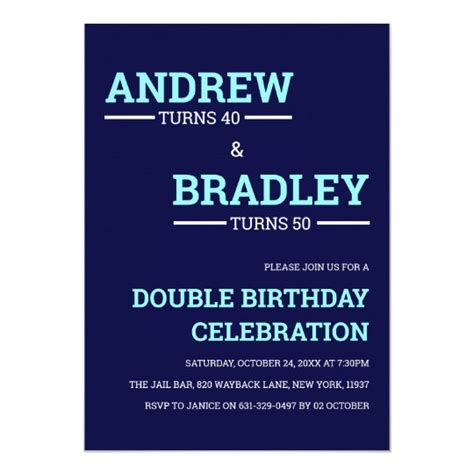 Contemporary Masculine Double Birthday Celebration Invitation