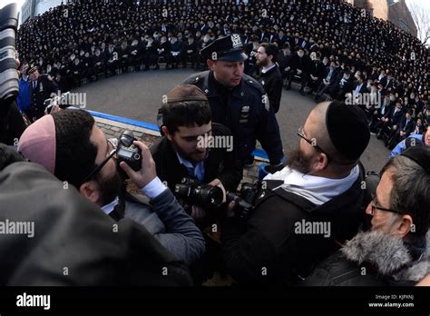 NEW YORK, NY - NOVEMBER 27: Thousands of bearded Hasidic rabbis, clad