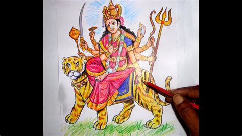 How To Draw DEVI DURGA NAVARATRULU BHAVANI COLOR Drawing YouTube