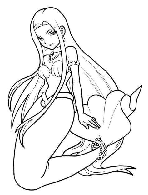 Mermaid coloring book with beautiful fantasy anime manga coloring page designs for. Coloring page - Mermaids and necklaces