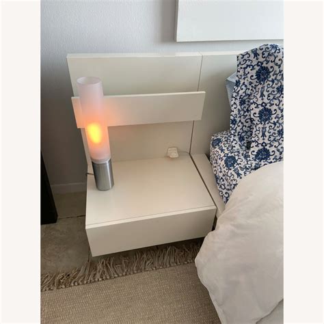 Ikea Malm White Bed With 2 Attached Nightstand Aptdeco