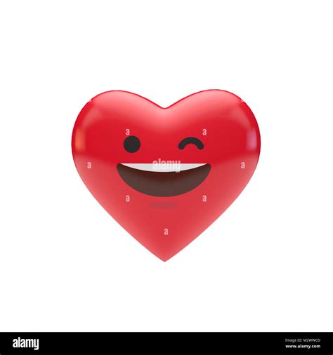Emoji Emoticon Zeichen Rotes Herz Form 3d Rendering Stockfotografie