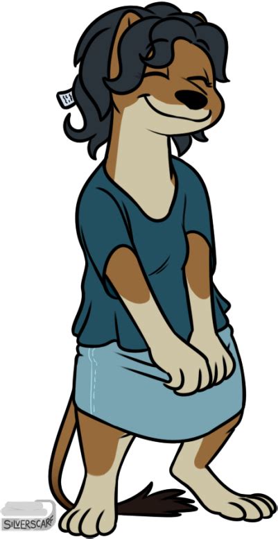 A Small Dark Brown Stoat Girl Wearing A Dark Blue Cartoon Clipart Full Size Clipart
