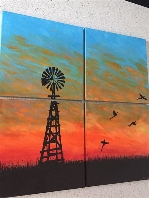 Abstract Windmill Pheasant Painting On Canvas Etsy