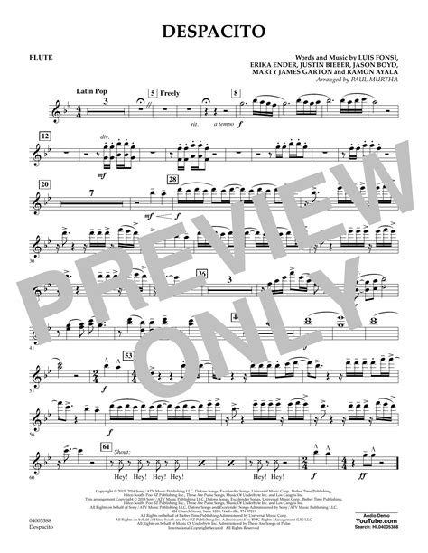 Despacito Arr Paul Murtha Flute Sheet Music Luis Fonsi And Daddy