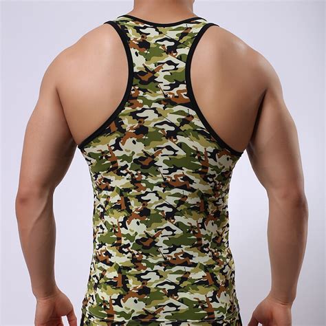 Fitness Bodybuilding Camouflage Tank Tops Slim Fit Military