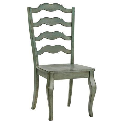 Weston Home Farmhouse Wood French Ladder Back Dining Chair Set Of 2 Antique Sage Green