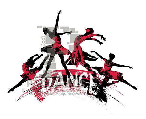 4 Dancers Logo In Red Line Art Eps File As Vector And Jpeg Etsy