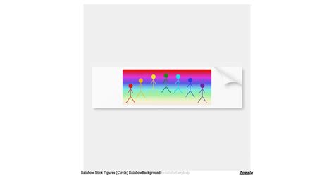 Rainbow Stick Figures Circle Rainbowbackground Bumper Sticker Zazzle