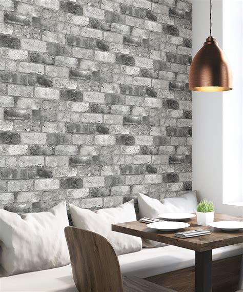 Brewster Home Fashions Gray London Brick Peel And Stick Wallpaper