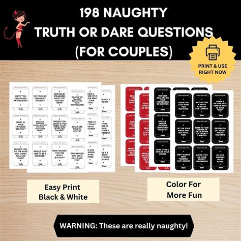 198 Naughty Adult Truth Or Dare Printable Cards For Couples Digital
