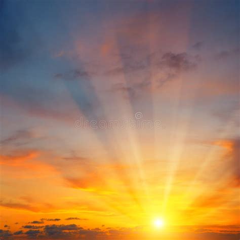 Beautiful Sunrise And Cloudy Sky Stock Photo Image Of Evening
