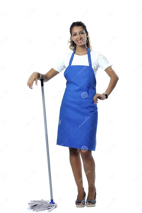 Cute Maid With Cleaning Supplies Stock Photo Image Of Attractive