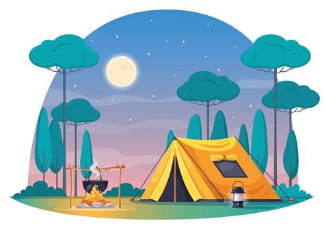 Composici N De Dibujos Animados De Camping Vector En Vecteezy