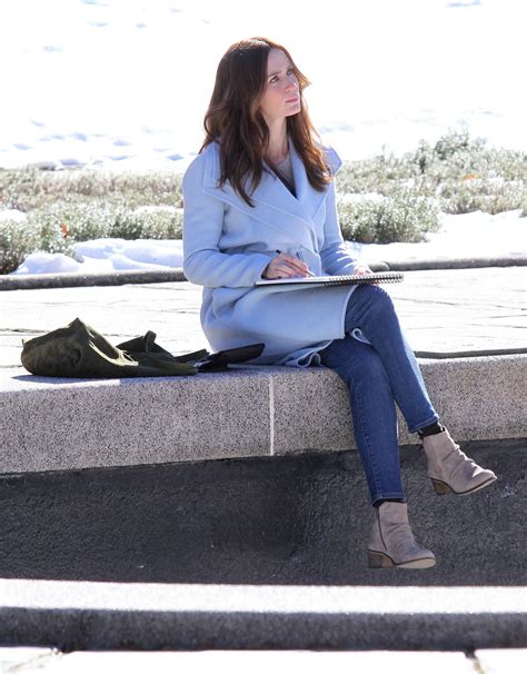 Emily Blunt On The Set Of The Girl On The Train GotCeleb