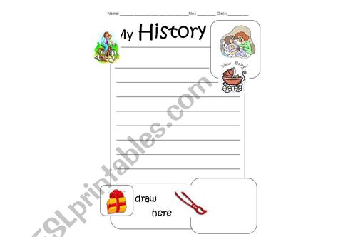 English Worksheets My History My Life Story