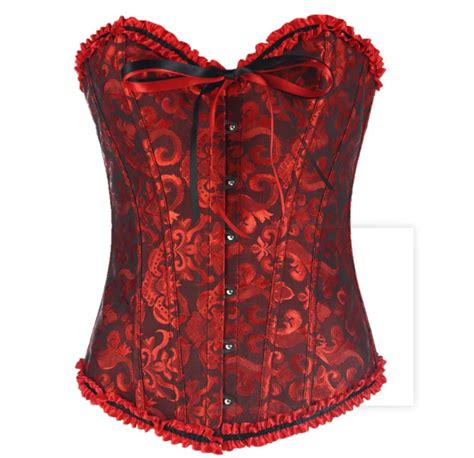 Wingslove Overbust Corset Sexy Lace Plus Size Erotic Zip Floral Women