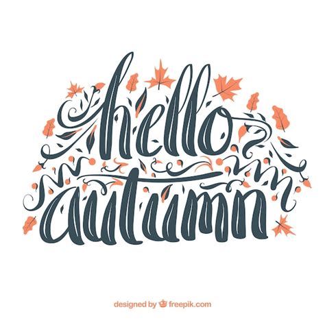 Free Vector Hello Autumn Background With Lettering And Leaves