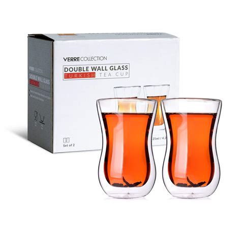 buy verre collection turkish tea cups double wall glass 4 25 oz set of 2 insulated heat