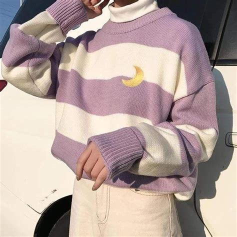 Striped Moon Sweater Cosmique Studio Super Sale Aesthetic Outfits