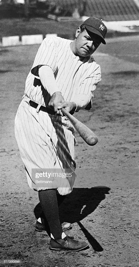 Babe Ruth Professional Baseball Player In A Typical Batting Stance