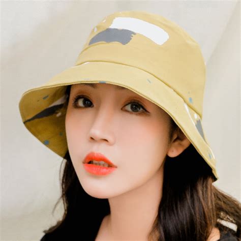 Summer New Style Painted Fashion Cool Bucket Hat Korean Style Japanese Style Couple S Hat Travel