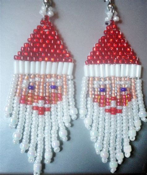 Beaded Santa Claus Straight Earrings By Possumcreekdesign On Etsy
