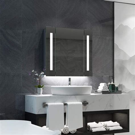 Quavikey Bathroom Mirror Cabinets Led Illuminated Mirrored Bathroom
