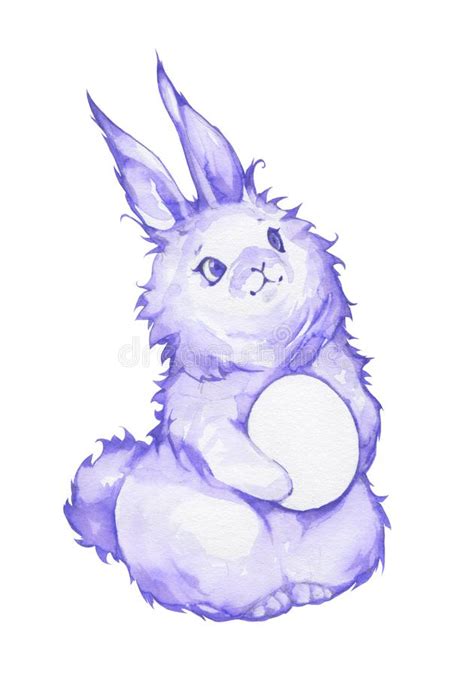 Cute And Adorable Watercolor Easter Bunny With A White Egg In Its Paws