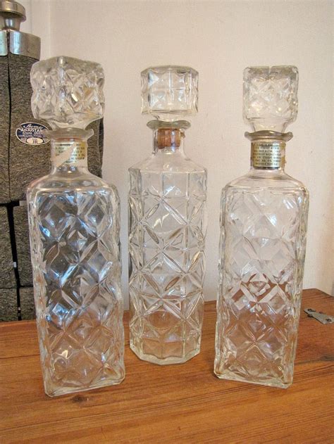 Vintage Decanters Cut Glass Liquor Bottles Seagrams 7 Sale Etsy