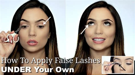 how to apply false lashes under your lashes reverse eyelash trick makeup hack youtube