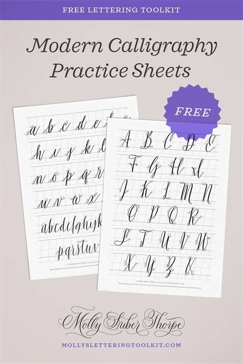 Free Lettering Toolkit Modern Calligraphy Practice Sheets Modern