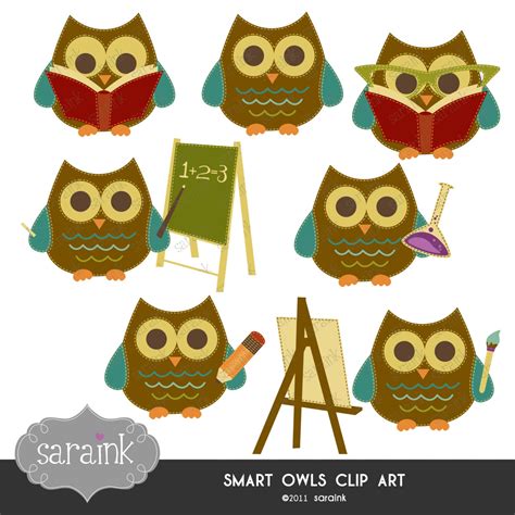 Smart Owls Scholarly Clipart Download Cute Digital By Saraink