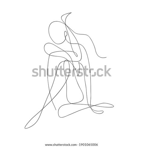 Abstract Woman Body Drawing With Line Female Health Concept Vector Illustration Minimalist