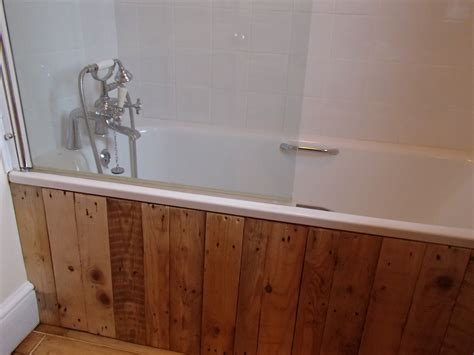 Heres A Pallet Wood Bath Panel We Finished Off The Up Cycled Bathroom