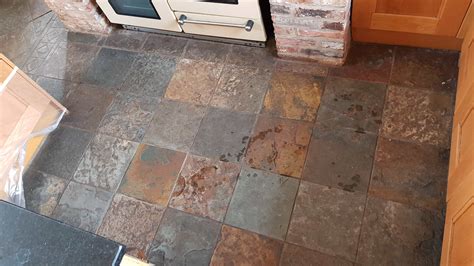 Restoring A Beautiful Slate Tiled Kitchen Floor In Silkstone Barnsley