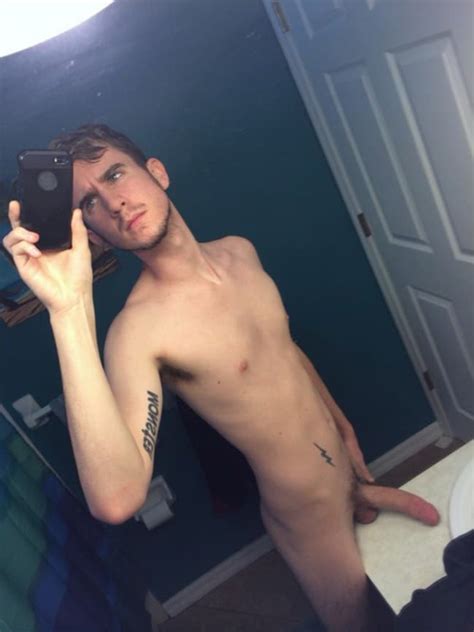 Thin Dude Showing Off A Crooked Dick Nude Men With Boners
