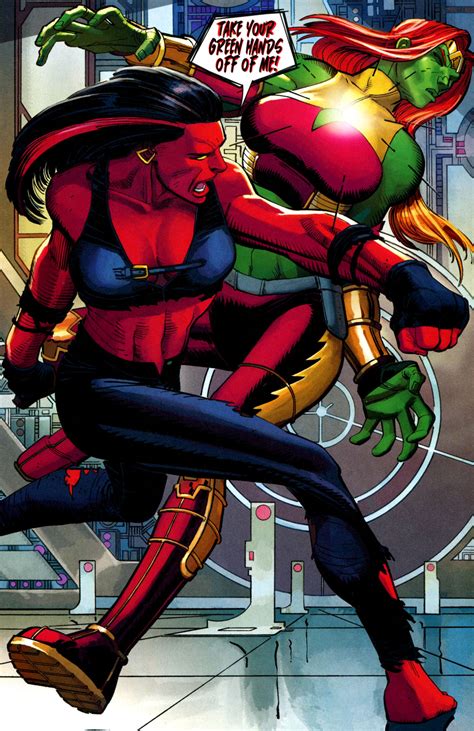Red She Hulk Also Known As She Rulk Decks Her Opponent With A Gamma Powered Left Superhero