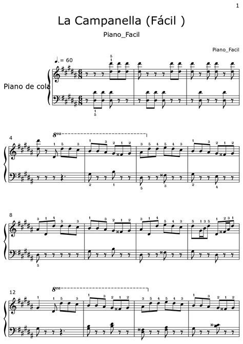 La Campanella Fácil Sheet Music For Piano