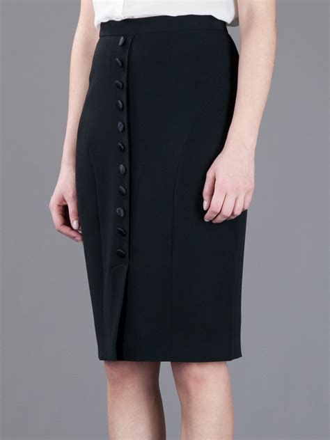 dolce and gabbana button front pencil skirt in black lyst