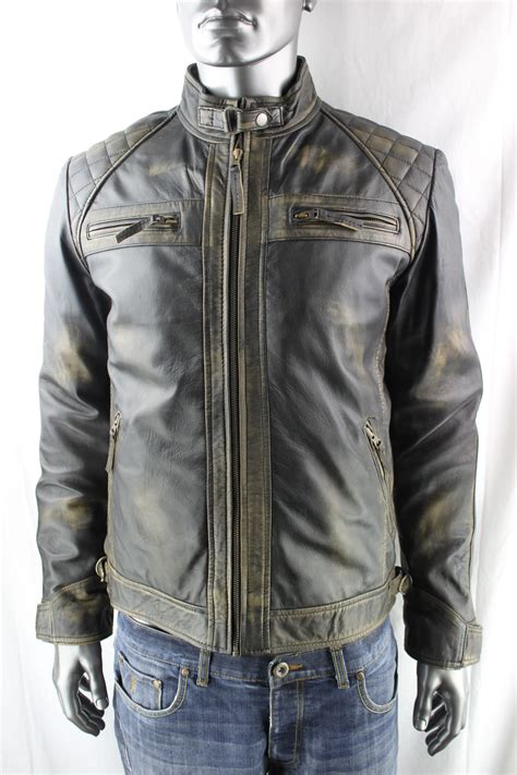 Mens Vintage Look Leather Biker Jacket Radford Leathers