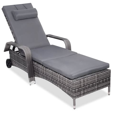 Patiojoy Adjustable Rattan Wicker Reclining Chair Wheeled Patio Chaise